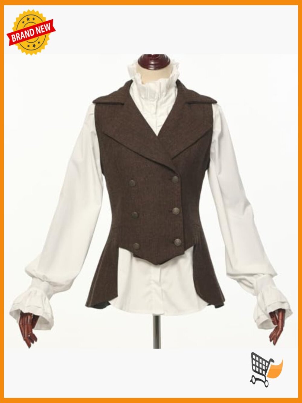 Victorian Waistcoat Tweed Vest Steampunk Tailcoat Renaissance Jacket Sleeveless - Picture 2 of 6
